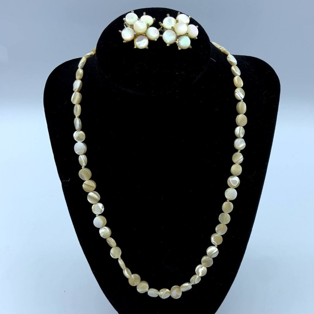 Vintage Mother of Pearl Marhill Necklace & Earring